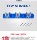 Cleaner mop and broom holder, 26 cm, blue plastic - K19001