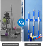 Cleaner mop and broom holder, 26 cm, blue plastic - K19001