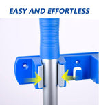 Cleaner mop and broom holder, 26 cm, blue plastic - K19001