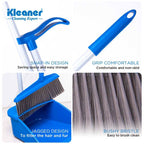 Cleaner brush and dustpan with long handle, 83 cm, blue plastic - GSC005