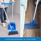 Cleaner brush and dustpan with long handle, 83 cm, blue plastic - GSC005