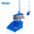 Cleaner brush and dustpan with long handle, 83 cm, blue plastic - GSC005