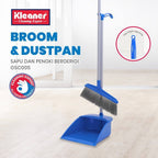 Cleaner brush and dustpan with long handle, 83 cm, blue plastic - GSC005