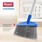 Cleaner brush and dustpan with long handle, 83 cm, blue plastic - GSC005