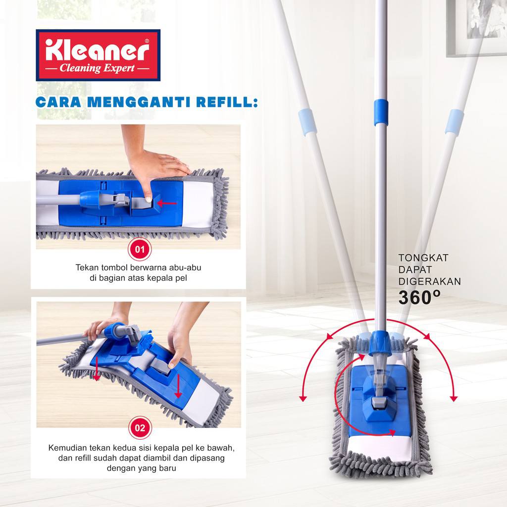 Floor space cleaner 40 cm blue microfiber - GSA001