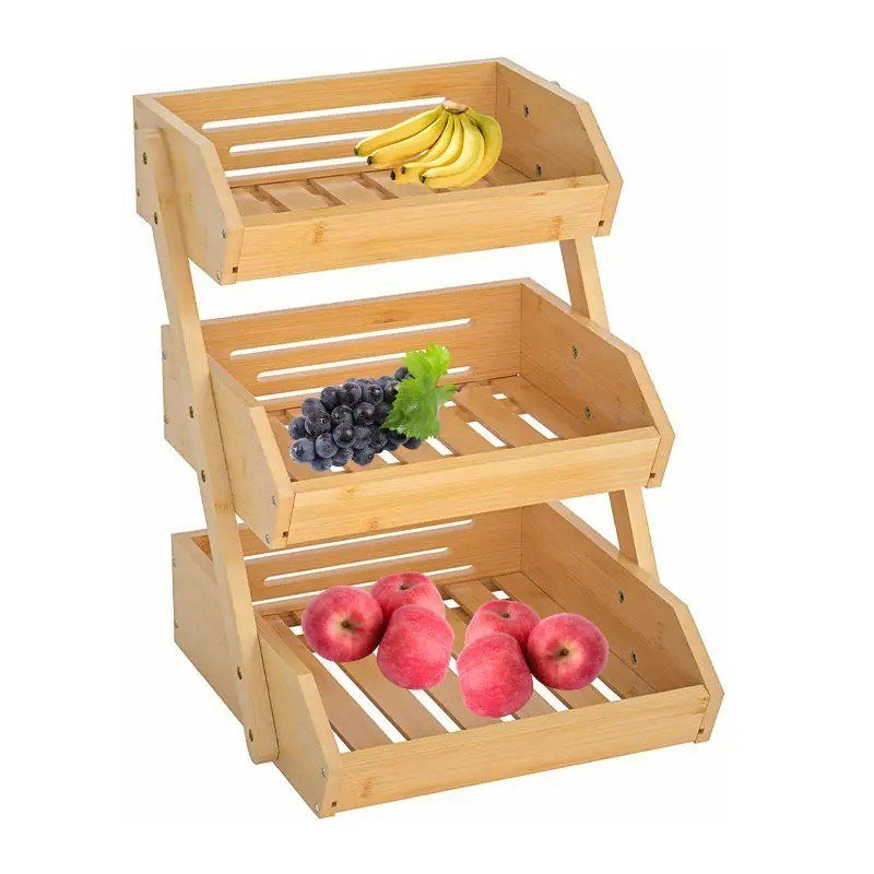 3-level bamboo wood stand
