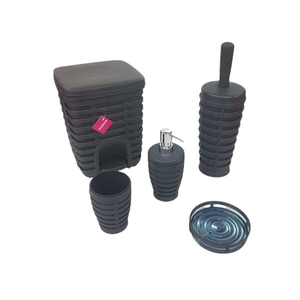 Primanova Bathroom Accessories Kit Braided 5 Pieces Gray