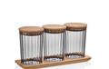 Evoria Storage Box Set with Wood Stand (1,35 L x 3) W653B3