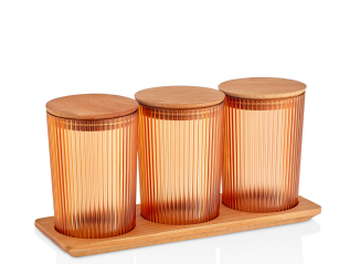 Evalina Storage Box Set with Wood Stand (1,35 L x 3) W653STRS