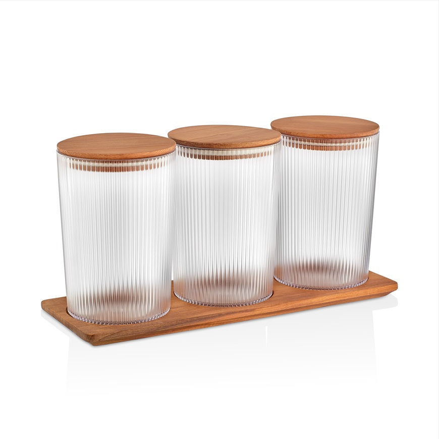 Evalina Food Container Set 1,5L x 3 / Wood Lid